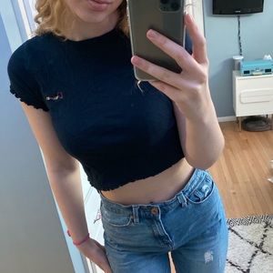Topshop Navy Blue Crop Top